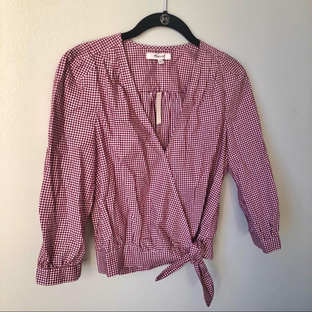 🤠 MADEWELL NWT Gingham Wrap Top 🤠